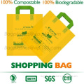 PE plastic biodegradable custom logo printed, Carrier Punch Hole Handle Shopping Plastic Die Cut Bag